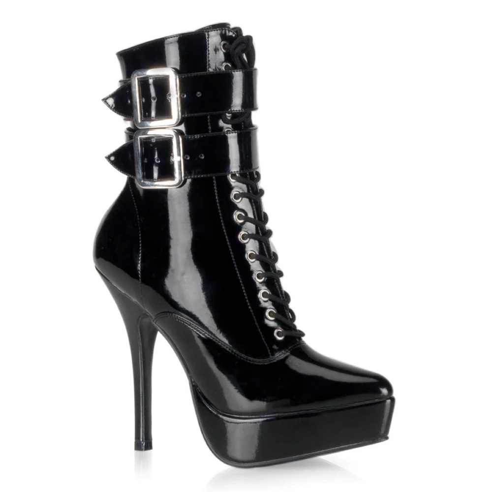 Pleaser Devious Indulge-1026 Black Patent Leather Boots